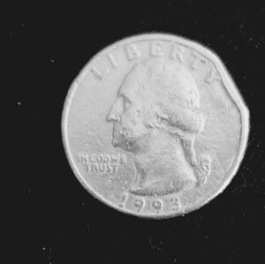 1993 P Washington Quarter with numerous errors "IN COD WE TRUST "